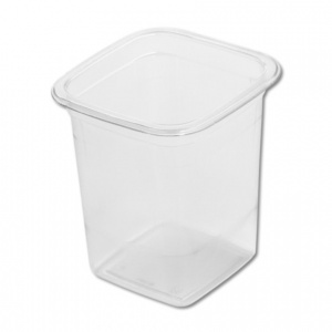 Ceci est un contenant carré transparent en APET avec un design vertical et élancé. La surface brillante et transparente offre une excellente visibilité, idéale pour mettre en valeur le contenu. Le contenant présente des côtés droits avec des coins légèrement arrondis, créant un look moderne et élégant. La base plate et encastrée assure une bonne stabilité sur les surfaces. Le rebord large et lisse est conçu pour accueillir un couvercle compatible, améliorant sa fonctionnalité pour le stockage ou la présentation des aliments. Le design minimaliste met en avant sa polyvalence et sa praticité, adapté à diverses utilisations.